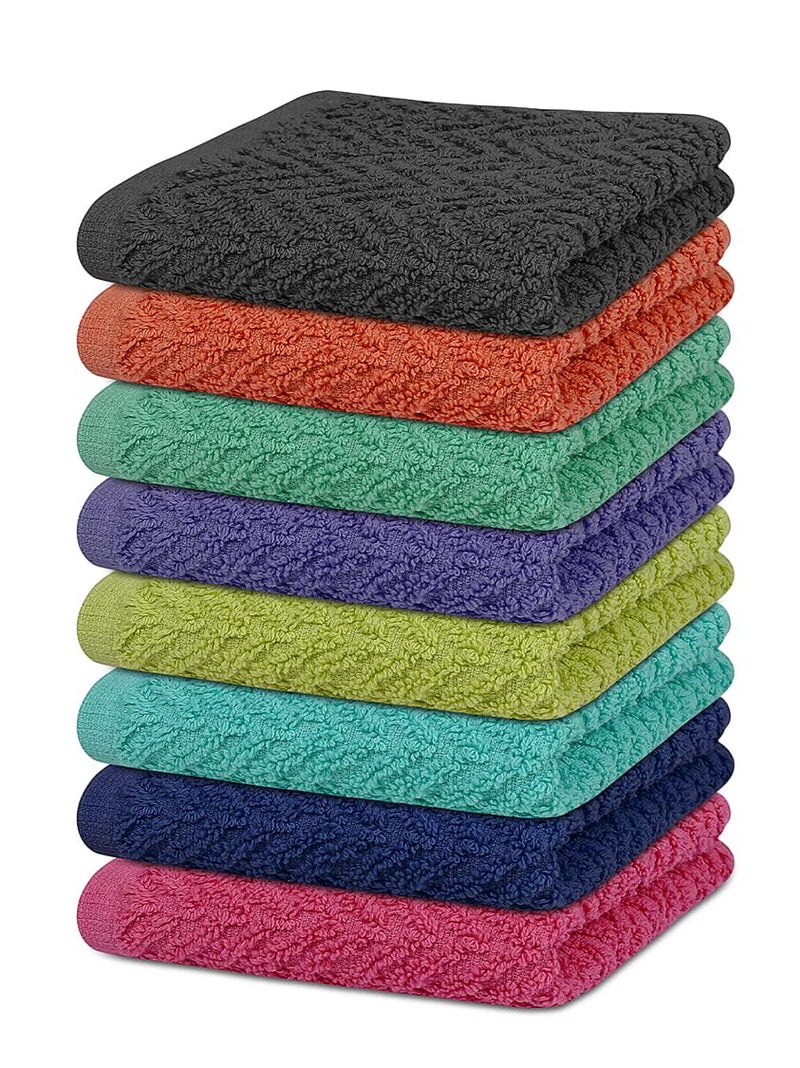 ZUPERIA Zigzag Wash Cloth -8 Pack -12"" x 12""- Highly Absorbent Soft Washcloths for Face, Gym Towels, Hotel Spa Quality, Reusable Multipurpose Towels (Assorted) - Image 2
